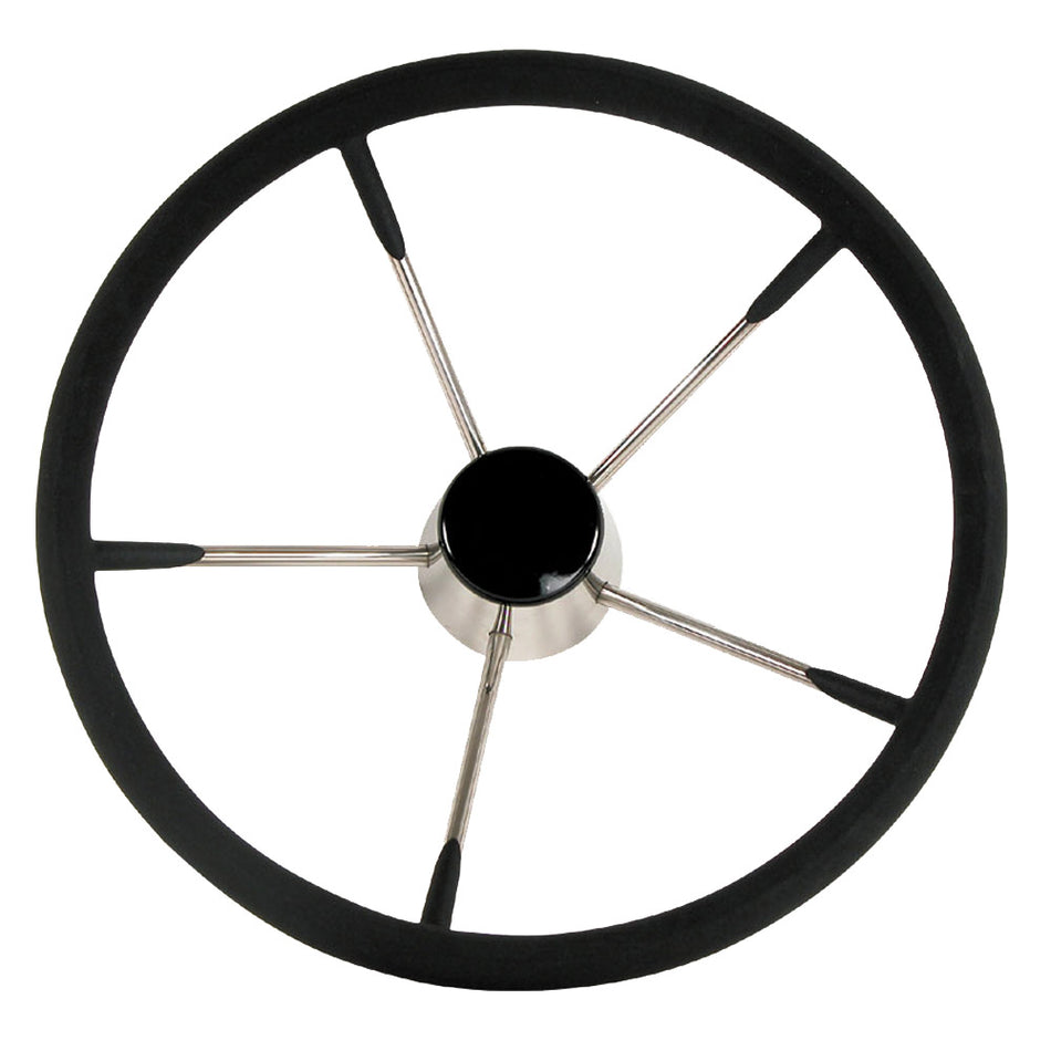 Whitecap Destroyer Steering Wheel - Black Foam, 15" Diameter S-9004B — Quality Boat Parts
