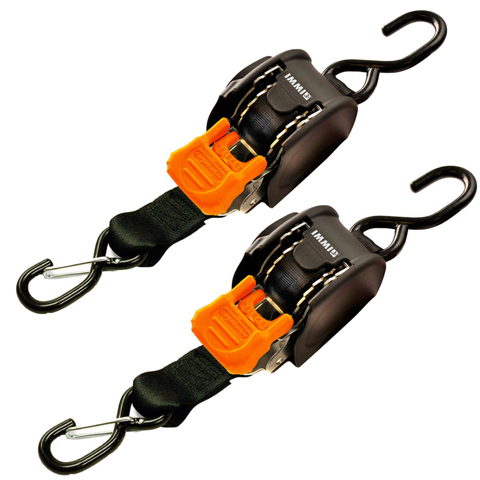 CargoBuckle Mini G3 Retractable Tie-Down w/ Dual S-Hooks 1" x 72" - Pair F111640 — Quality Boat Parts