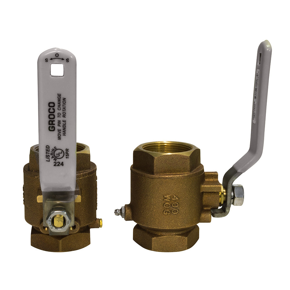GROCO 1" NPT Bronze In-Line Ball Valve IBV-1000 — Quality Boat Parts