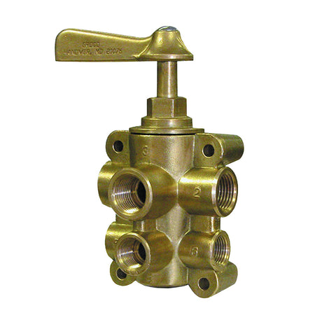 GROCO 6-Port NPT Bronze Fuel Valve 1/2" Main - 3/8" Return FV-65038 — Quality Boat Parts
