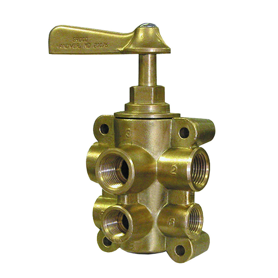 GROCO 6-Port NPT Bronze Fuel Valve 1/2" Main - 3/8" Return FV-65038 — Quality Boat Parts