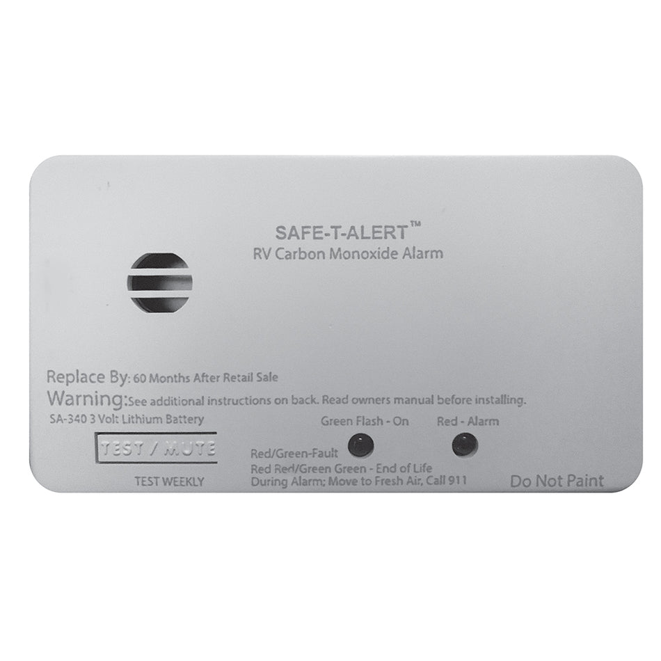 Safe-T-Alert SA-340 White RV Battery Powered CO2 Detector - Rectangle SA-340-WT — Quality Boat Parts