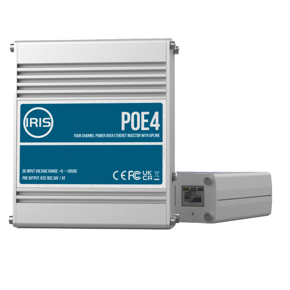 Iris Four Channel Uplink Power Over Ethernet Switch - IEEE802.3af & 3at Compliant - 9-30VDC Input - 48VDC Output POE4V2 — Quality Boat Parts