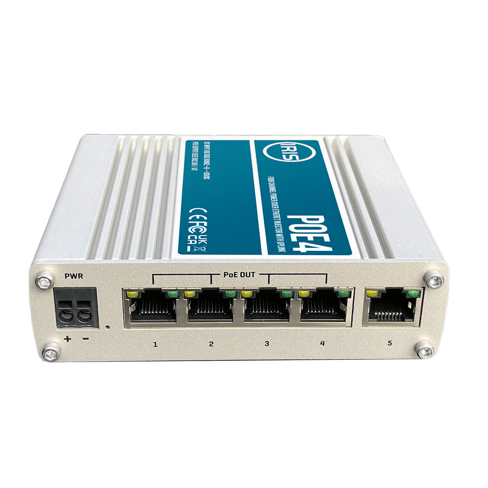 Iris Four Channel Uplink Power Over Ethernet Switch - IEEE802.3af & 3at Compliant - 9-30VDC Input - 48VDC Output POE4V2 — Quality Boat Parts