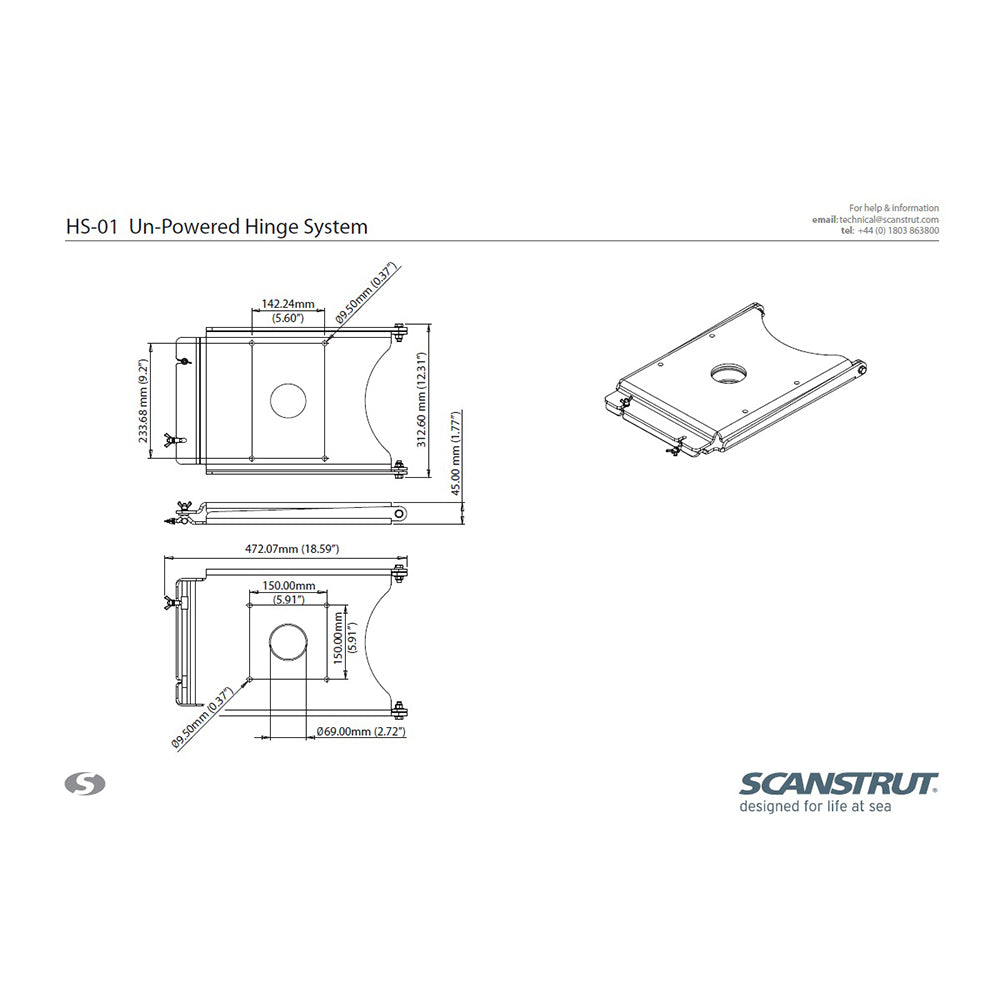 Scanstrut Un-Powered Hinge System f/PowerTower® HS-01 — Quality Boat Parts
