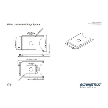 Scanstrut Un-Powered Hinge System f/PowerTower® HS-01 — Quality Boat Parts