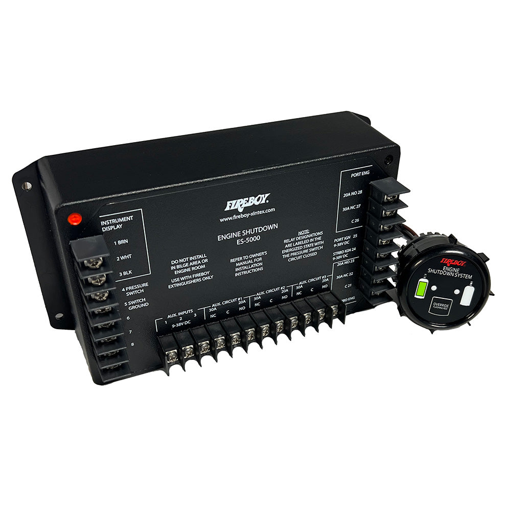 Fireboy-Xintex Engine Shutdown - 5 Circuit w/20A Relays - Round Display ES-5000-01 — Quality Boat Parts