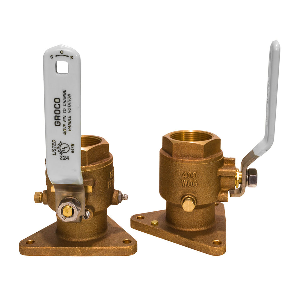 GROCO 1-1/2" Bronze Tri-Flanged Ball Valve/Seacock FBV-1500 — Quality Boat Parts