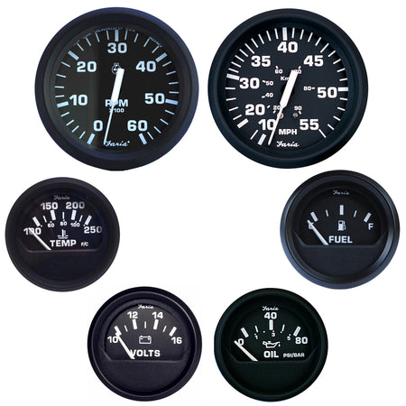 Faria Euro Black Boxed Set - Inboard Motors KT9799 — Quality Boat Parts