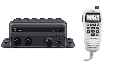 Icom M410BB Black Box VHF With HM195GW White M410BB GW 11 USA — Quality Boat Parts