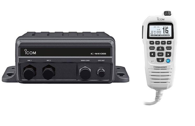 Icom M410BB Black Box VHF With HM195GW White M410BB GW 11 USA — Quality Boat Parts