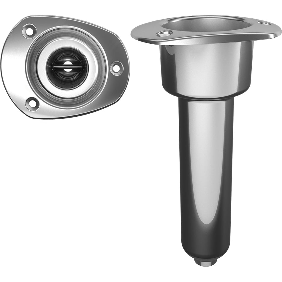 Mate Series Stainless Steel 0° Rod & Cup Holder - Drain - Oval Top C2000D — Quality Boat Parts