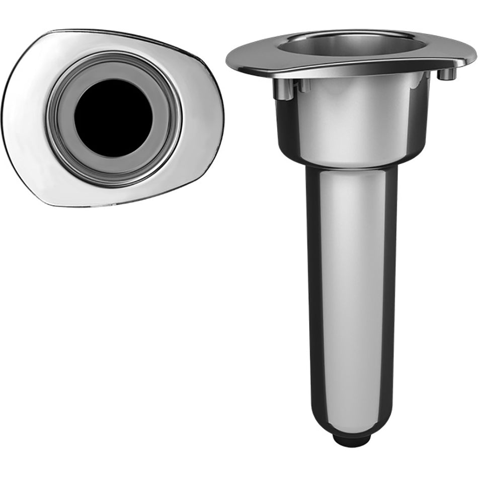 Mate Series Elite Screwless Stainless Steel 0° Rod & Cup Holder - Drain - Oval Top C2000DS — Quality Boat Parts