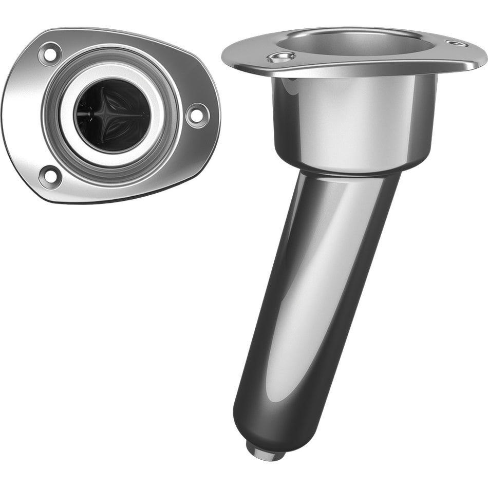 Mate Series Stainless Steel 15° Rod & Cup Holder - Drain - Oval Top C2015D — Quality Boat Parts