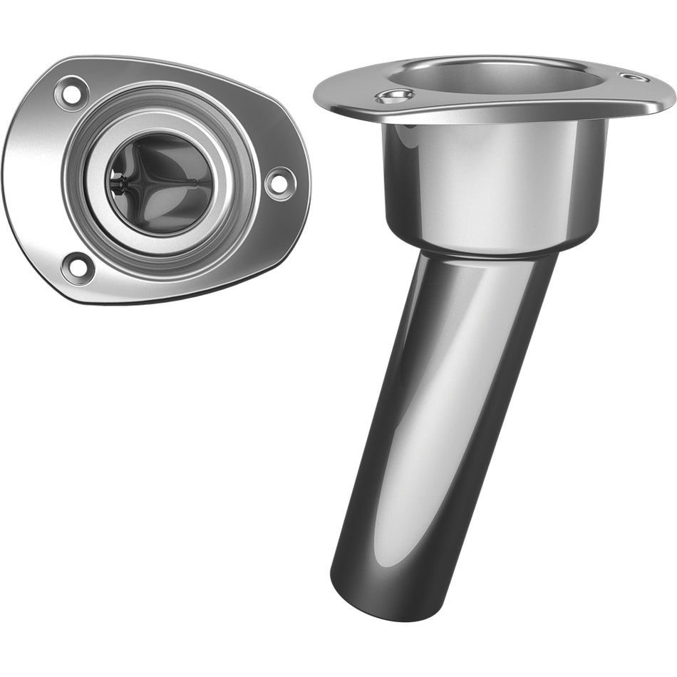 Mate Series Stainless Steel 15° Rod & Cup Holder - Open - Oval Top C2015ND — Quality Boat Parts