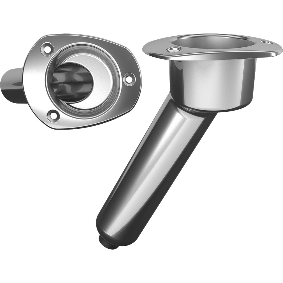 Mate Series Stainless Steel 30° Rod & Cup Holder - Drain - Oval Top C2030D — Quality Boat Parts