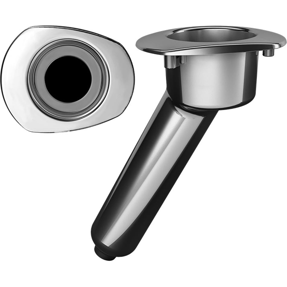 Mate Series Elite Screwless Stainless Steel 30° Rod & Cup Holder - Drain - Oval Top C2030DS — Quality Boat Parts
