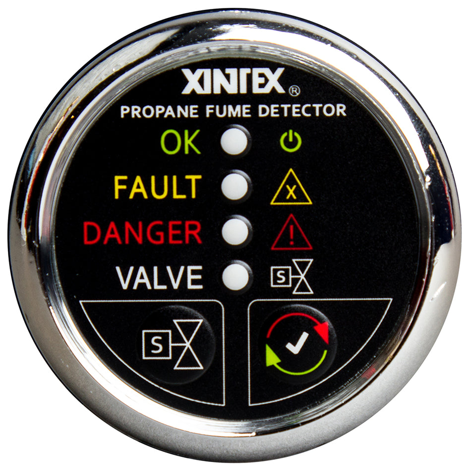 Fireboy-Xintex Propane Fume Detector w/Automatic Shut-Off & Plastic Sensor - No Solenoid Valve - Chrome Bezel Display P-1CNV-R — Quality Boat Parts