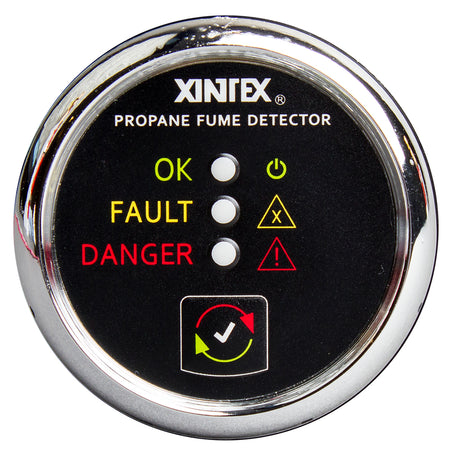 Fireboy-Xintex Propane Fume Detector w/Plastic Sensor - No Solenoid Valve - Chrome Bezel Display P-1C-R — Quality Boat Parts
