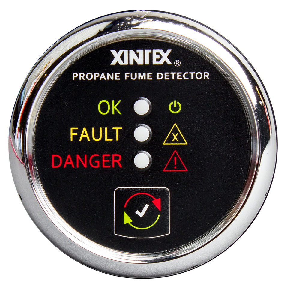 Fireboy-Xintex Propane Fume Detector w/Plastic Sensor - No Solenoid Valve - Chrome Bezel Display P-1C-R — Quality Boat Parts