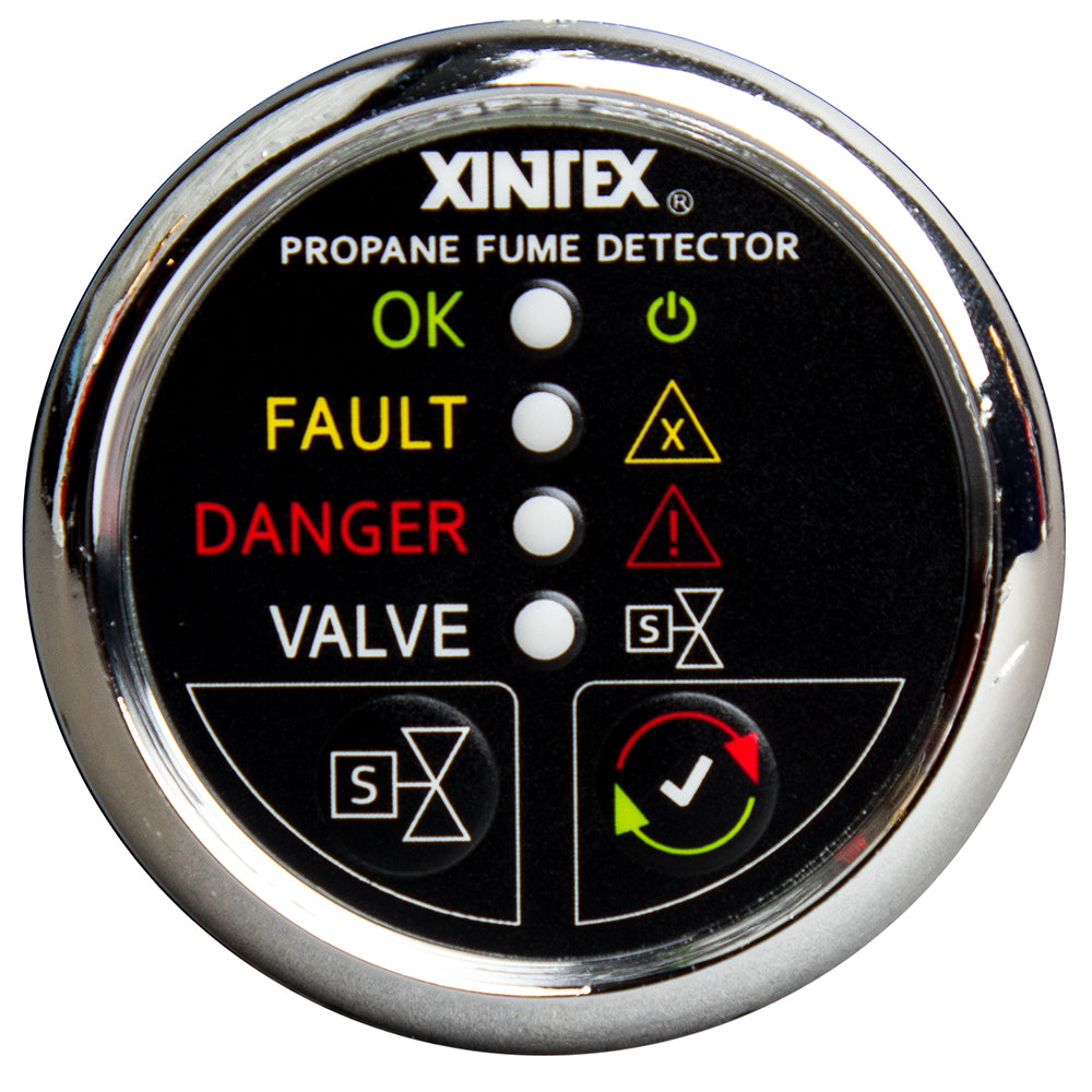 Fireboy-Xintex Propane Fume Detector w/Plastic Sensor & Solenoid Valve - Chrome Bezel Display P-1CS-R — Quality Boat Parts