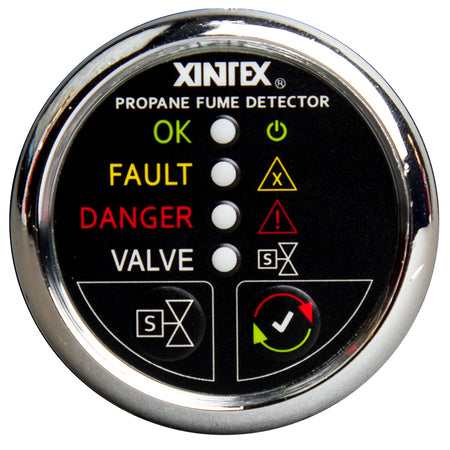 Fireboy-Xintex Propane Fume Detector w/Plastic Sensor & Solenoid Valve - Chrome Bezel Display P-1CS-R — Quality Boat Parts