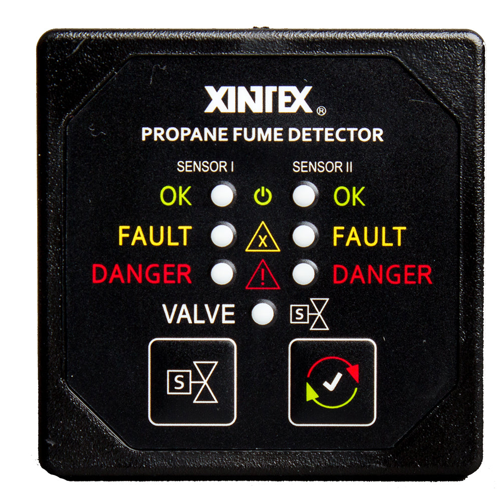 Fireboy-Xintex Propane Fume Detector w/2 Plastic Sensors - No Solenoid Valve - Square Black Bezel Display P-2BNV-R — Quality Boat Parts