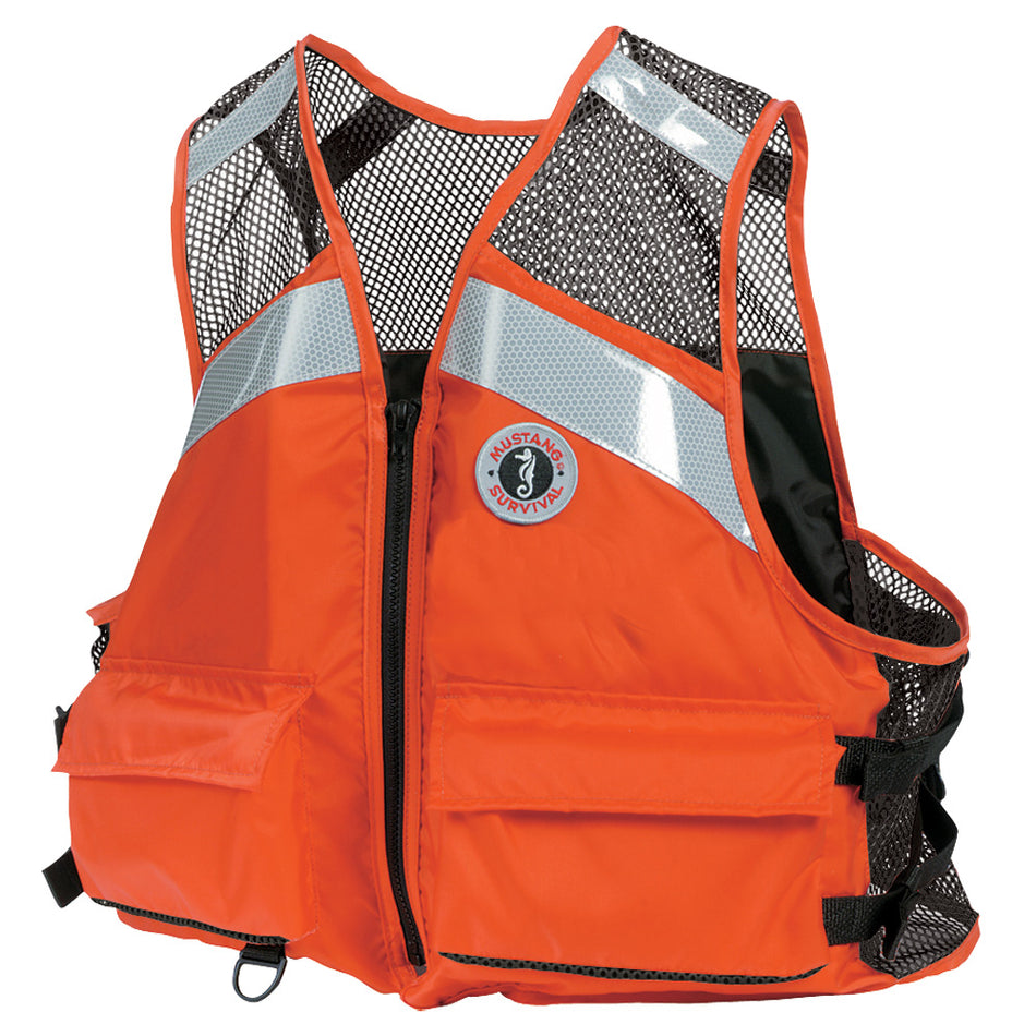 Mustang Industrial Mesh Vest - Orange - Small/Medium MV1254T1-2-S/M-216 — Quality Boat Parts