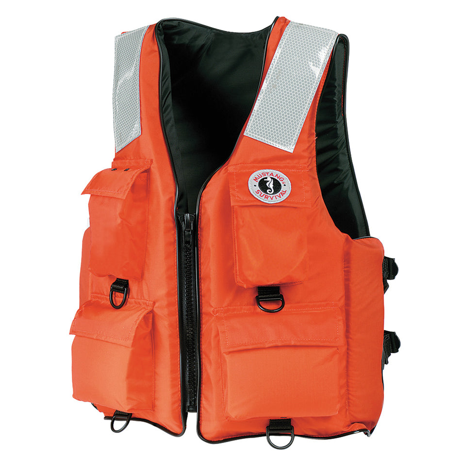 Mustang 4-Pocket Flotation Vest - Orange - Large MV3128T2-2-L-216 — Quality Boat Parts