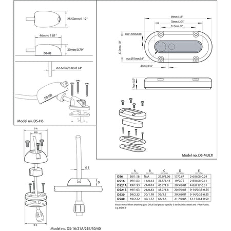 Scanstrut DS-Multi Vertical Cable Seal DS-MULTI — Quality Boat Parts