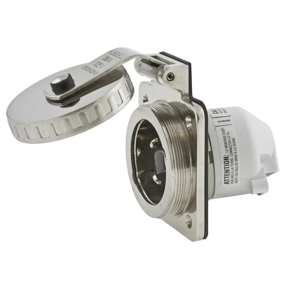 Hubbell HBL303SS 30A Inlet Round Stainless Steel HBL303SS — Quality Boat Parts
