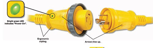 Hubbell HBL61CM03LED 30 Amp 25 Foot Cordset With LED HBL61CM03LED — Quality Boat Parts