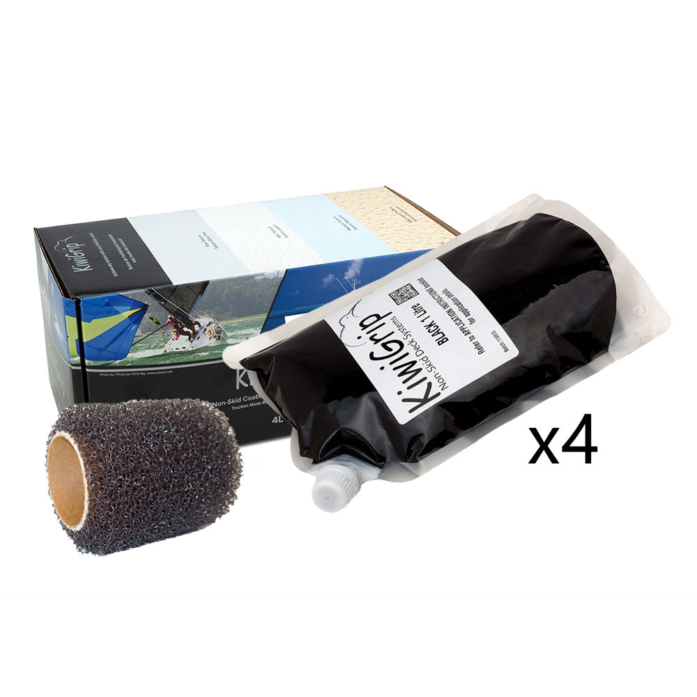 KiwiGrip 4 - 1 Liter Pouches - Black with 4" Roller KG-4BK-PR — Quality Boat Parts