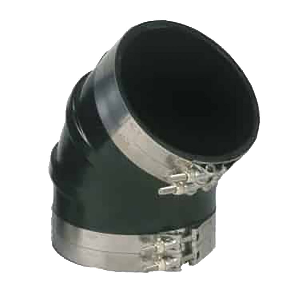 Trident Marine 6" ID 45-Degree EPDM Black Rubber Molded Wet Exhaust Elbow w/4 T-Bolt Clamps TRL-645-S/S — Quality Boat Parts