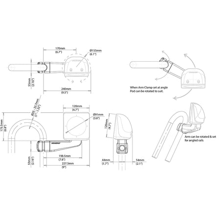 Scanstrut Scanpod Single Instrument Pod - Precut - Arm Mounted - Fits 1" - 1.3" Rails SPR-1I-AM — Quality Boat Parts