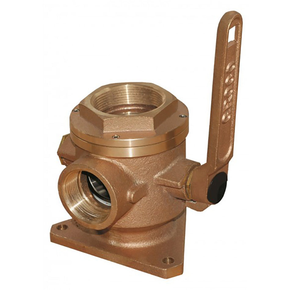 GROCO 4" Bronze Flanged Seacock & Adaptor w/3" NPT Side Port SBV-4000-P — Quality Boat Parts