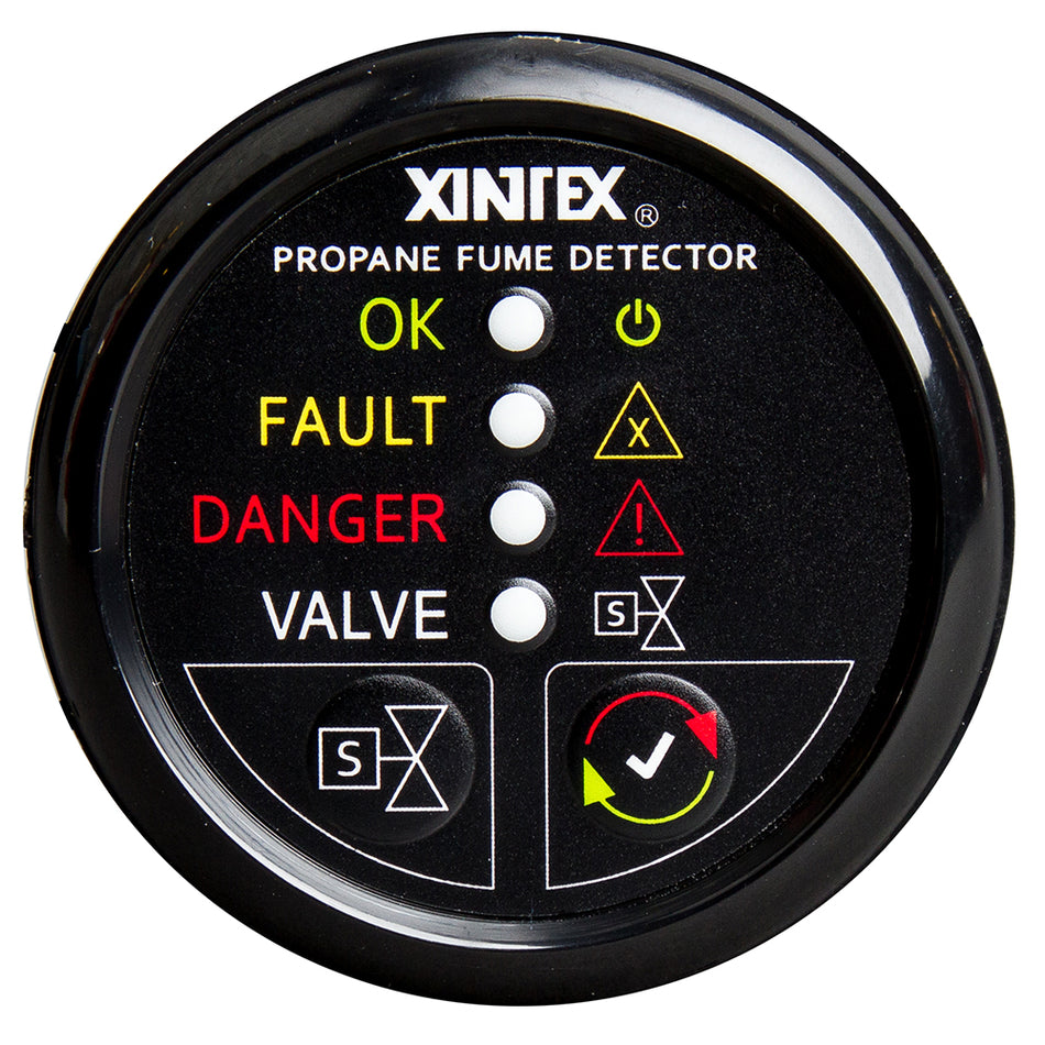 Fireboy-Xintex Propane Fume Detector w/Automatic Shut-Off & Plastic Sensor - No Solenoid Valve - Black Bezel Display P-1BNV-R — Quality Boat Parts