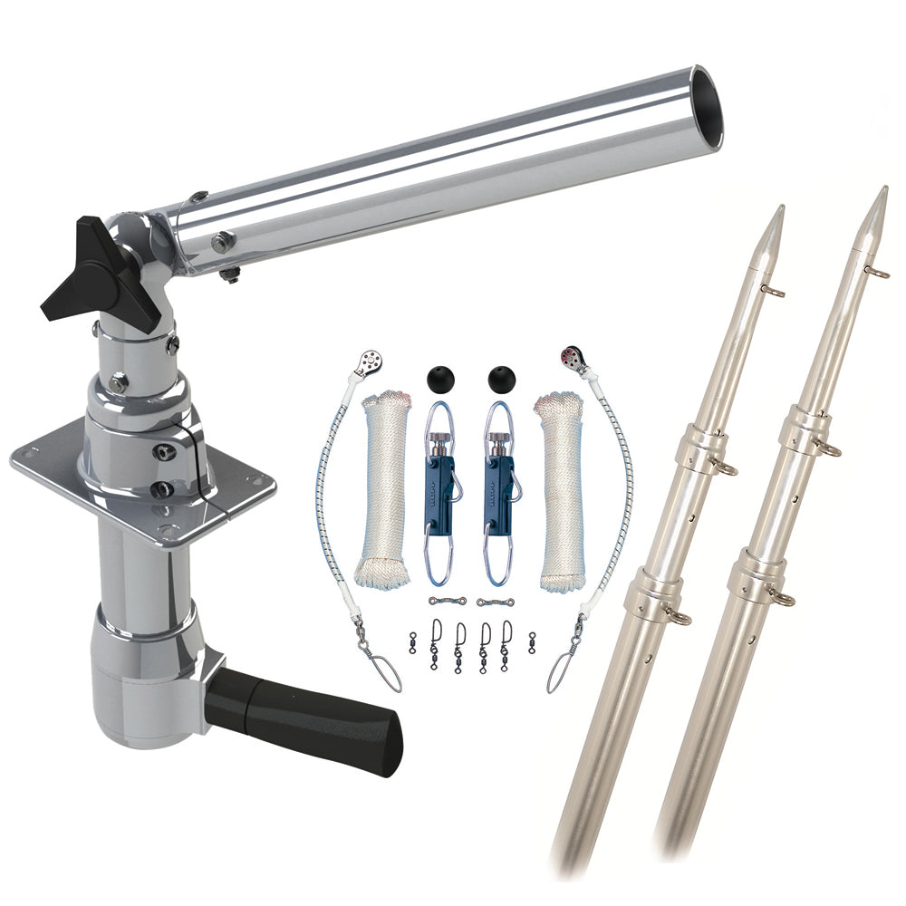 Rupp Revolution Top Gun Package w/15' Telescoping Poles & Complete Single Line Rigging Kit w/Klickers Release Clips REV-TPGN-15T — Quality Boat Parts