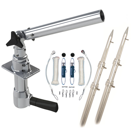 Rupp Revolution Top Gun Package w/15' Telescoping Poles & Complete Single Line Rigging Kit w/Klickers Release Clips REV-TPGN-15T — Quality Boat Parts