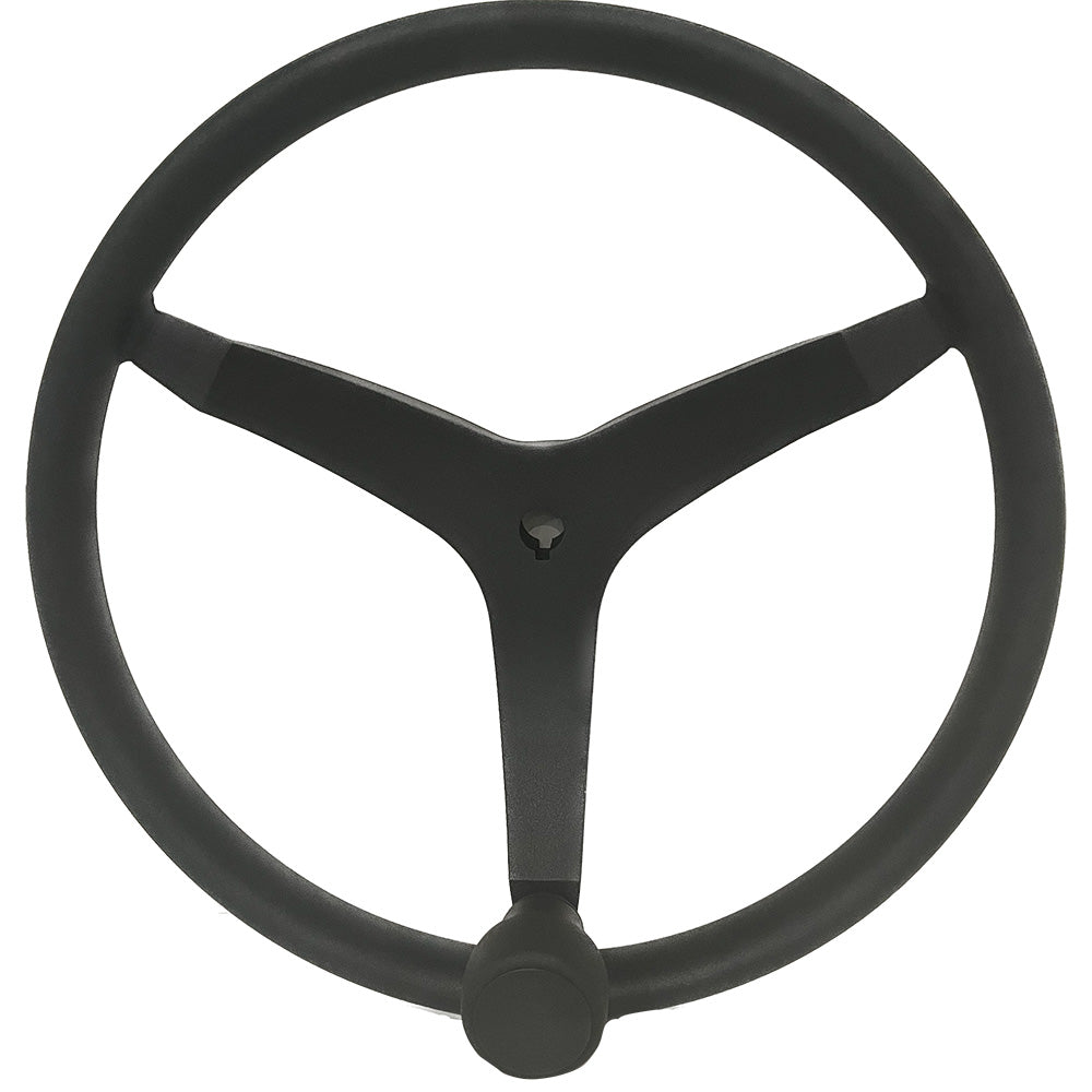 Uflex - V46 - 13.5" Stainless Steel Steering Wheel w/Speed Knob - Black V46B — Quality Boat Parts