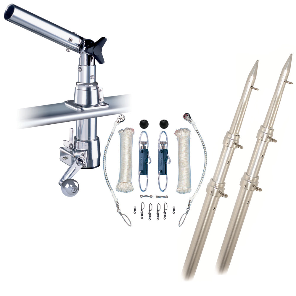 Rupp Z-30 Top Gun Outrigger Kit w/15' Telescoping Poles & Complete Single Line Rigging Kit w/Klickers Release Clips Z30-TPGN-15T — Quality Boat Parts