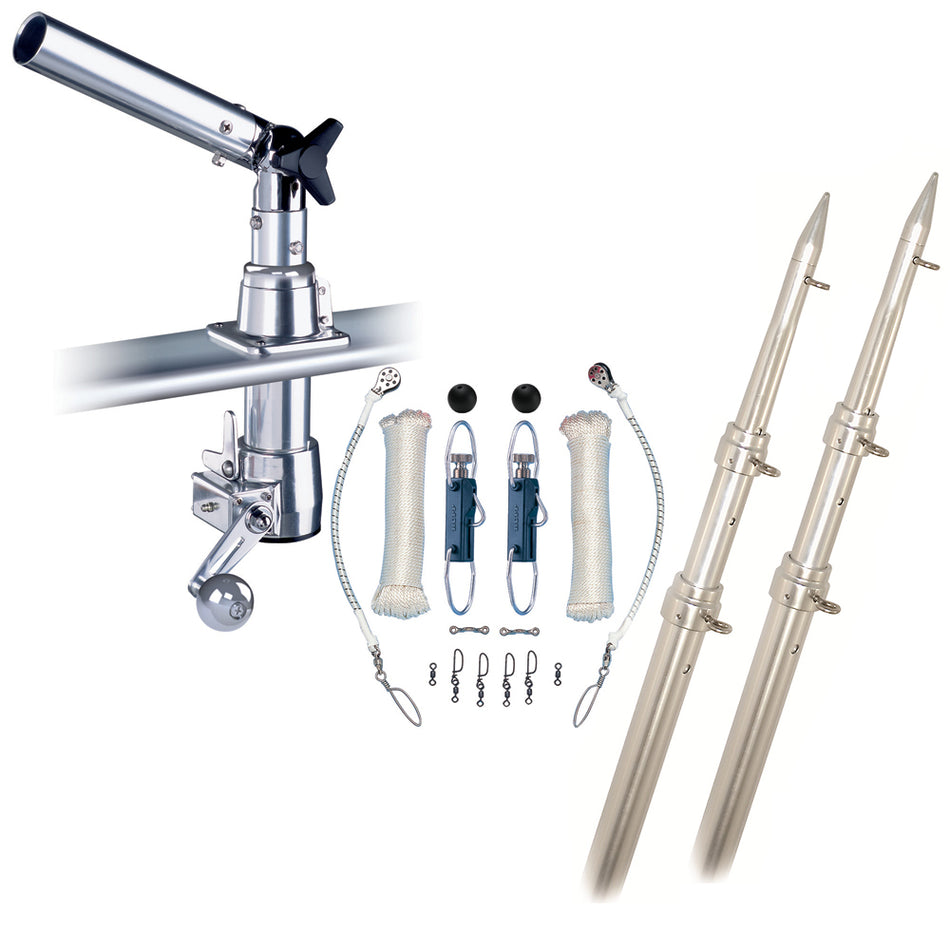 Rupp Z-30 Top Gun Outrigger Kit w/15' Telescoping Poles & Complete Single Line Rigging Kit w/Klickers Release Clips Z30-TPGN-15T — Quality Boat Parts