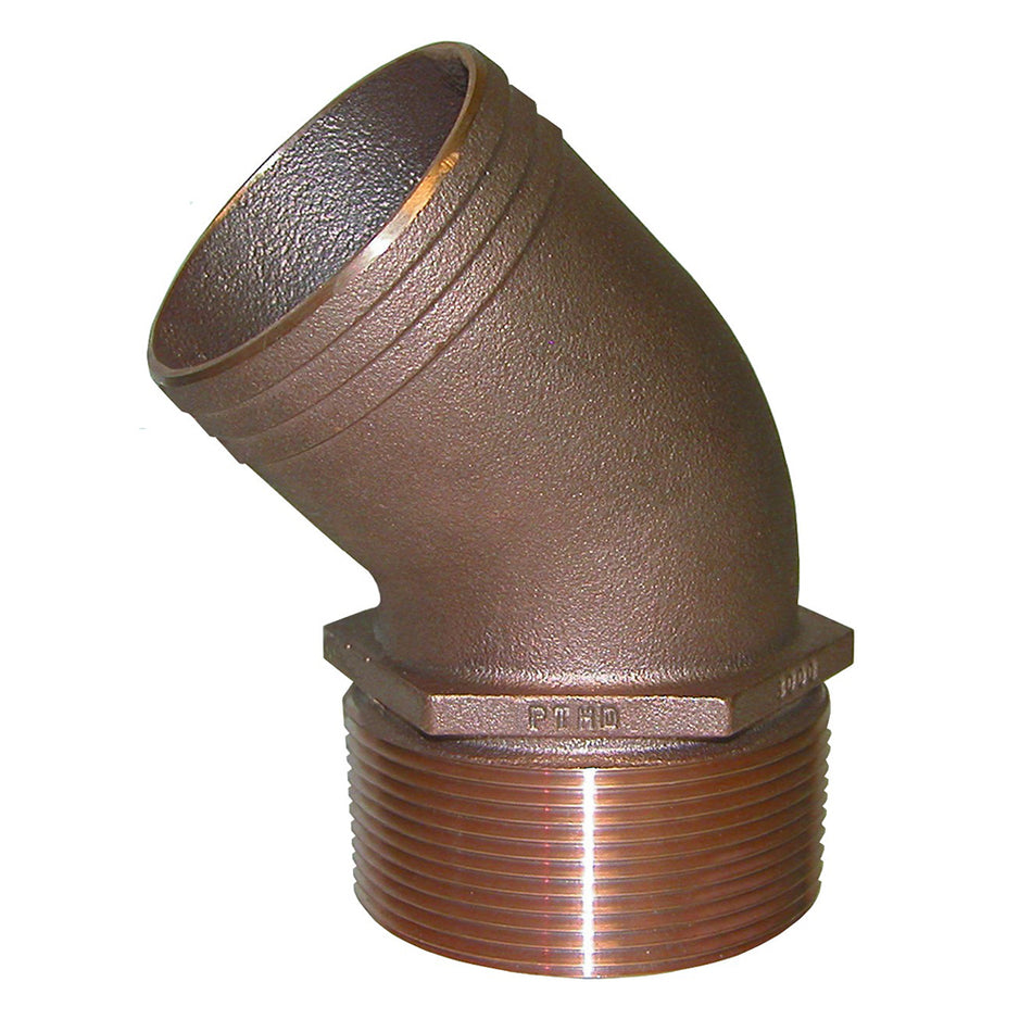 GROCO 2" NPT Bronze 45 Degree Pipe to 2" Hose PTHD-2000 — Quality Boat Parts