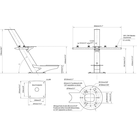 Scanstrut Tapered Radar Mast f/Radomes, Lights, Cameras, GPS/VHF Antennas PTM-R1-2 — Quality Boat Parts