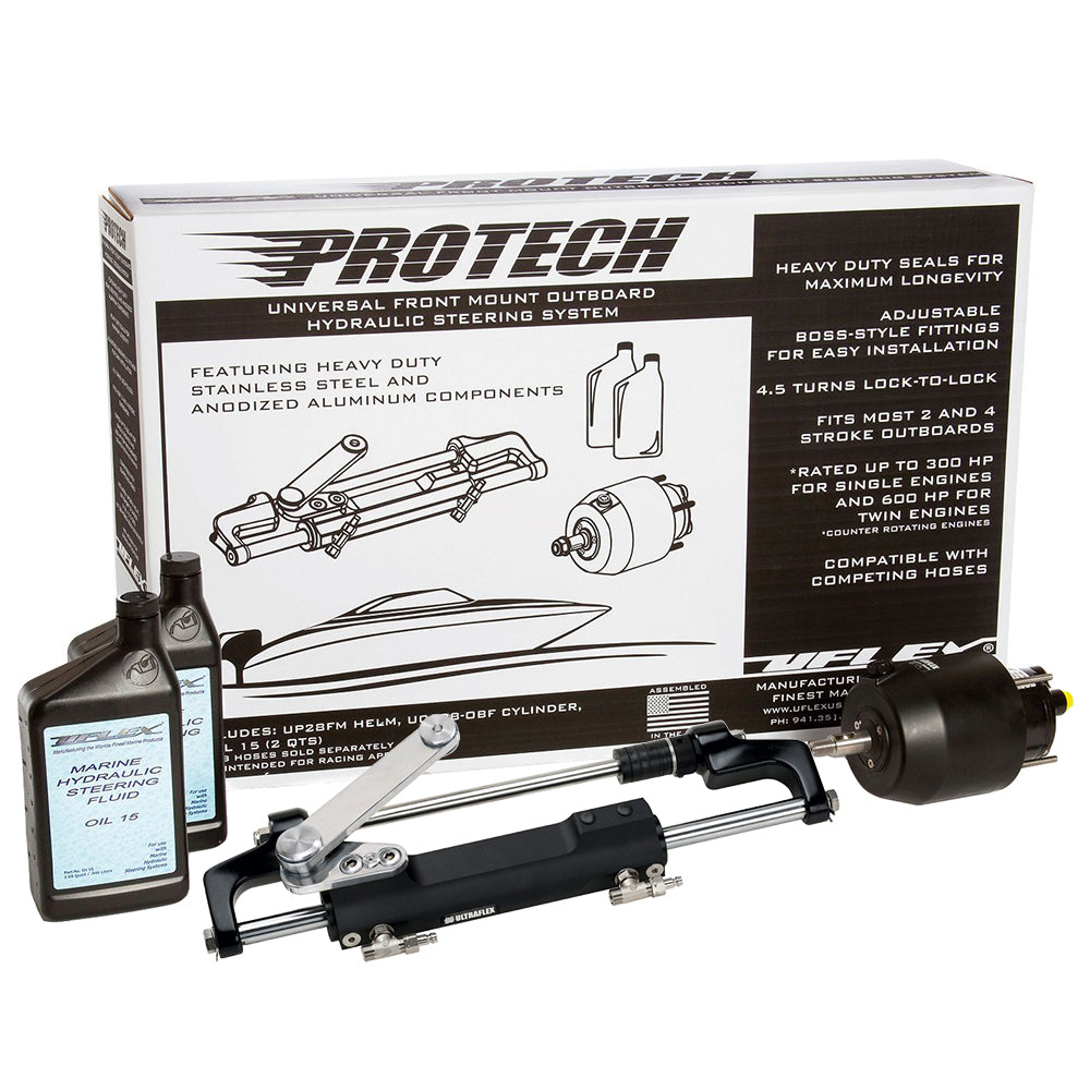 Uflex PROTECH 1.1 Front Mount OB Hydraulic System - Includes UP28 FM Helm, Oil & UC128-TS/1 Cylinder - No Hoses PROTECH 1.1 — Quality Boat Parts