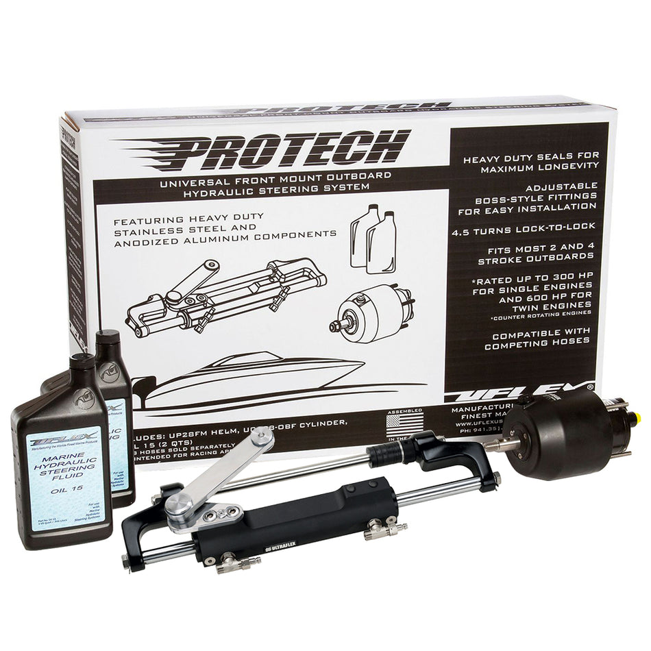 Uflex PROTECH 2.1 Front Mount OB Hydraulic System - Includes UP28 FM Helm Oil & UC128-TS/2 Cylinder - No Hoses PROTECH 2.1 — Quality Boat Parts