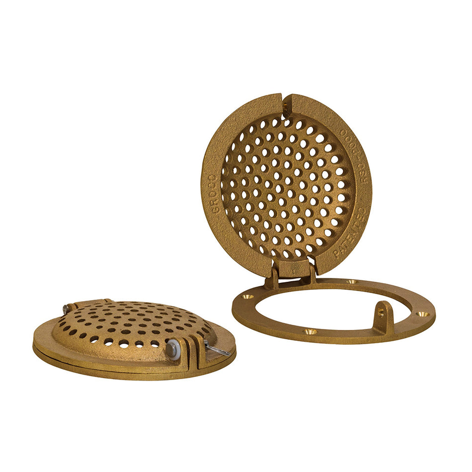 GROCO Bronze Round Hull Strainer w/ Access Door f/ Up To 4" Thru-Hull RSC-4000 — Quality Boat Parts