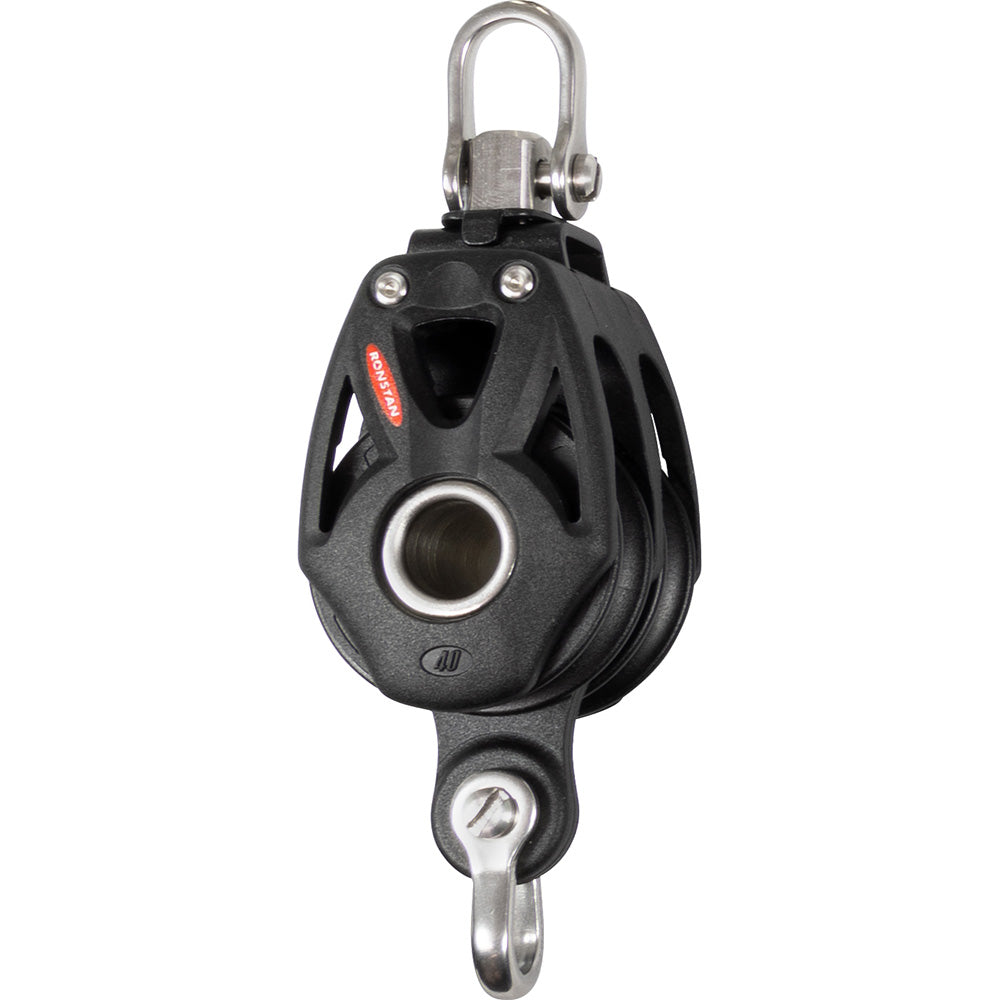 Ronstan Series 40 Orbit BB Double Block w/Becket & Swivel Shackle RF48210 — Quality Boat Parts