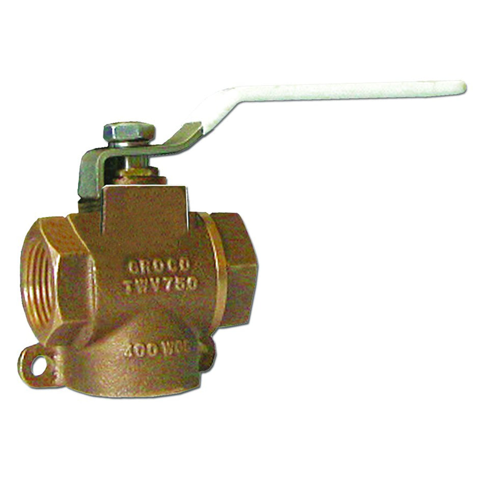 GROCO 3/4" NPT Bronze 3-Way Valve TWV-750 — Quality Boat Parts