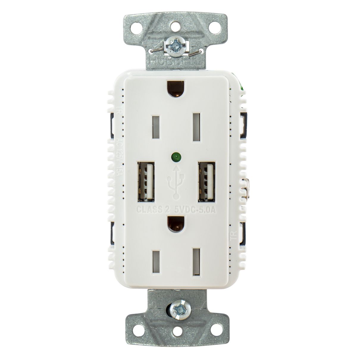 Hubbell USB15A5W White Outlet Dual 15 Amp 125V 2-Pole and Dual 5 Amp 5V USB Ports USB15A5W — Quality Boat Parts
